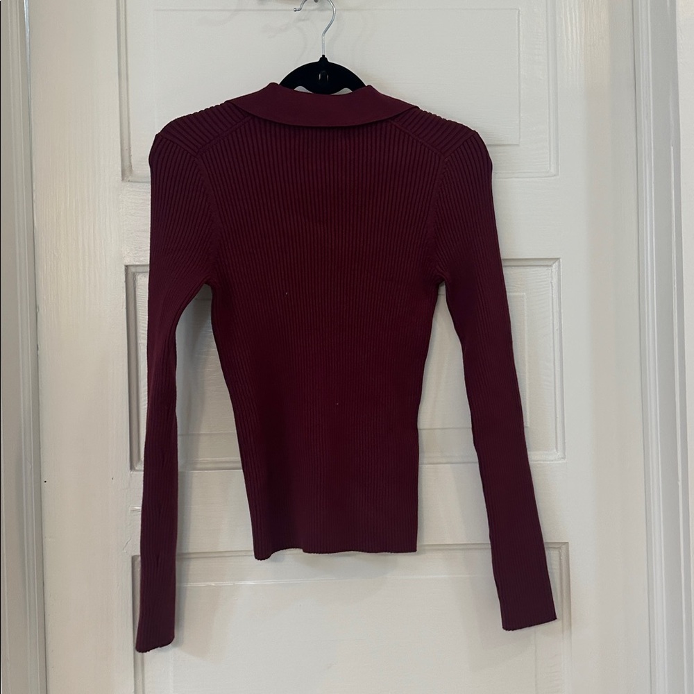 Michael Stars Wine Ribbed Sweater with Buttons. NBW Fits like XS - Picture 4 of 6